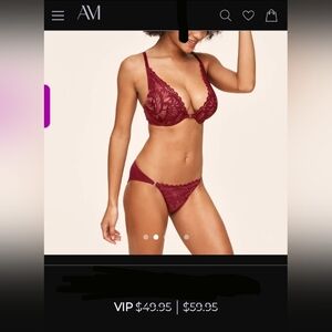 Burgundy Push-Up Plunge Bra Set